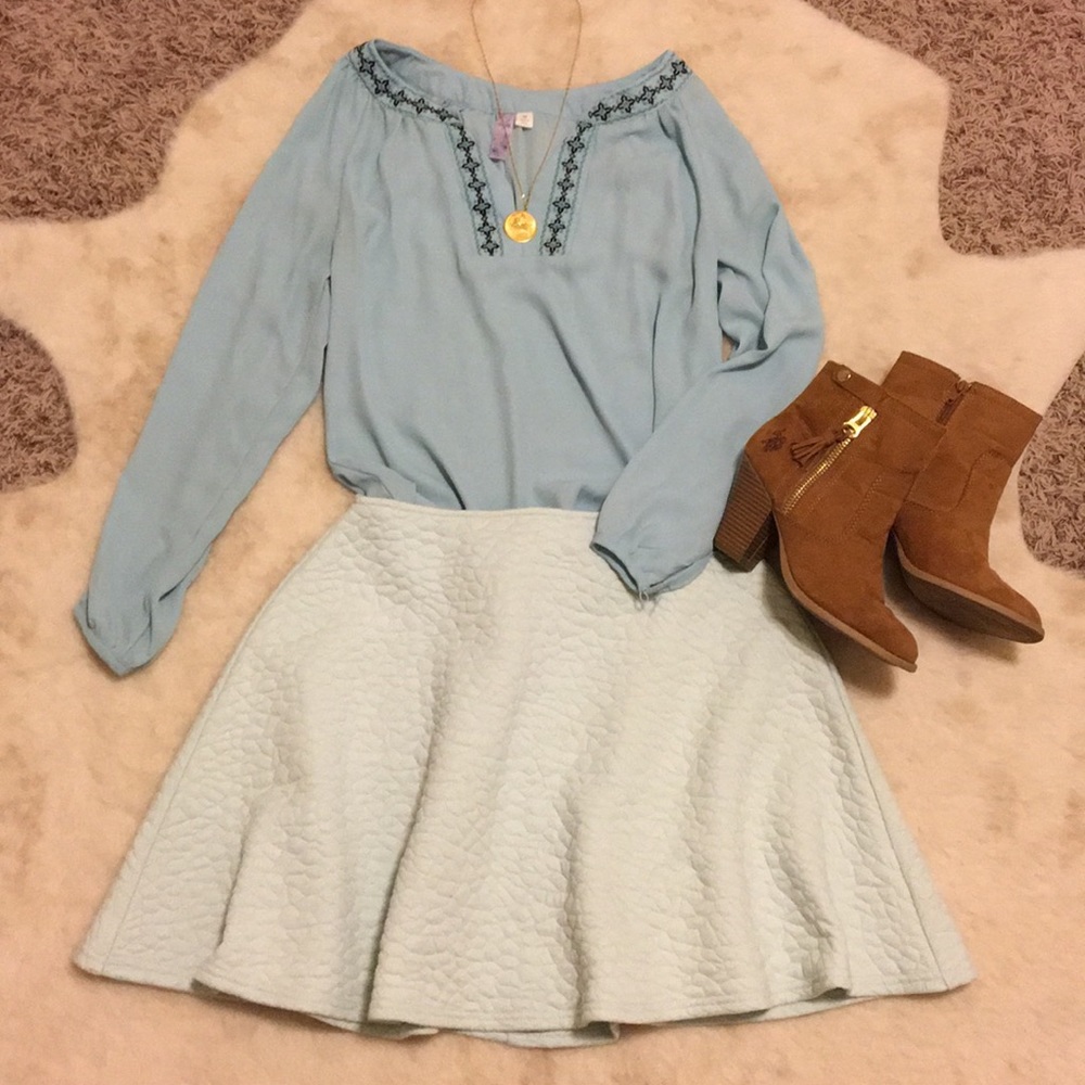 Blue Long Sleeve Blouse